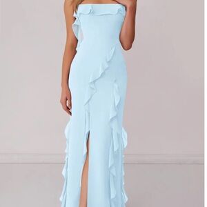 Elegant Blue Ruffle Dress